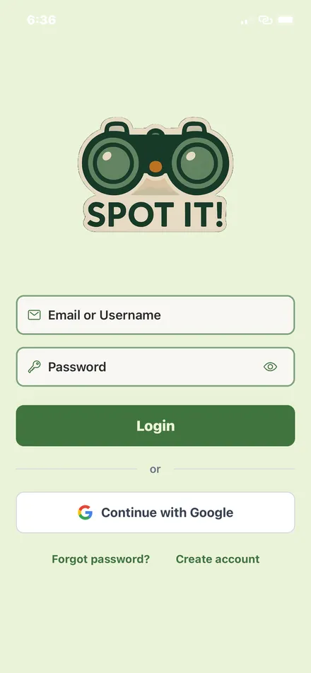 Spot It! sign-in screen